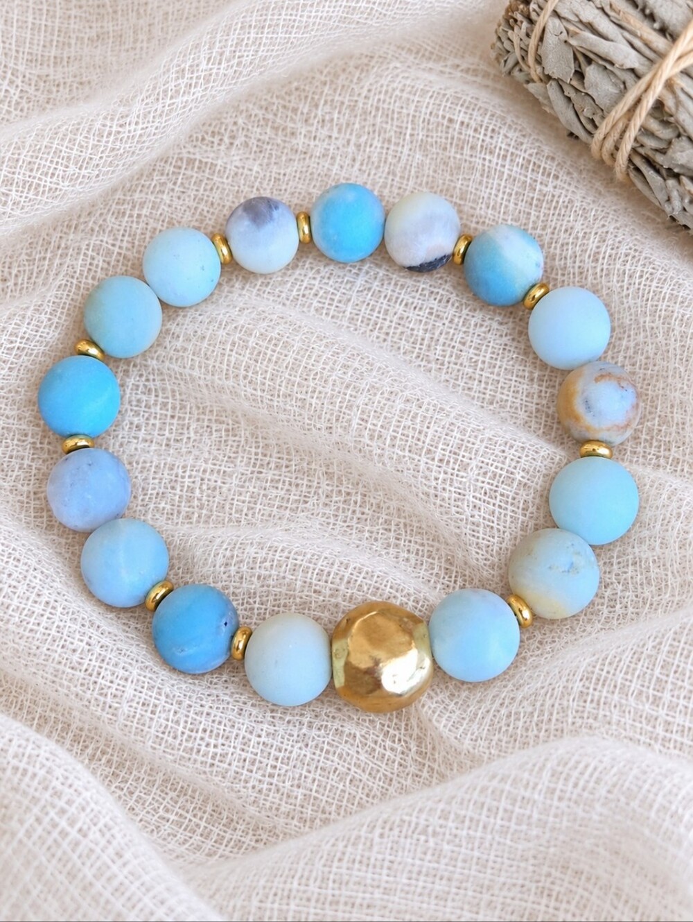 Matte Amazonite Beads Stretch Bracelet - Hand Crafted